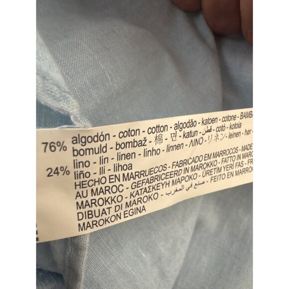 2/$30 ZARA XS Cropped Light Blue Chambray Cotton Linen Relaxed Fit - Picture 6 of 14